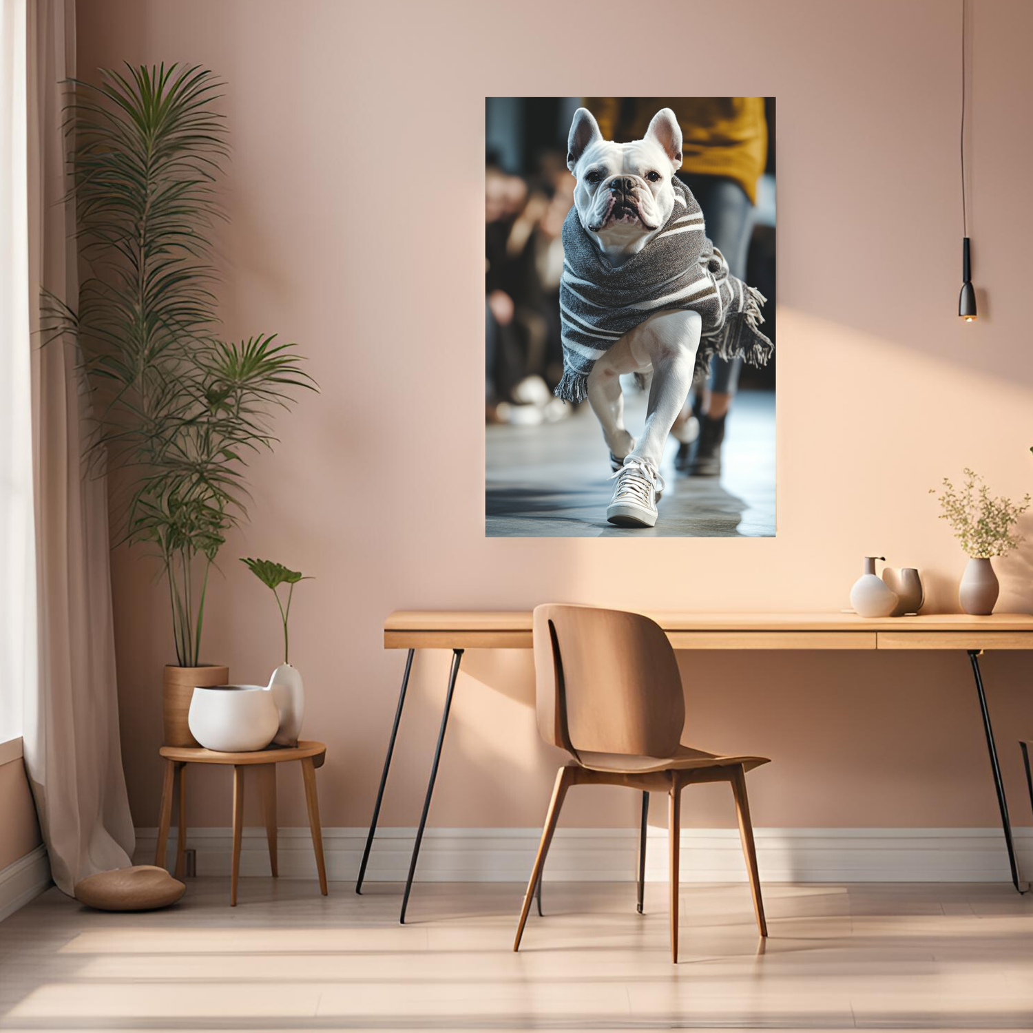 French Bulldog with Scarf Metal Wall Posters | Premium, Waterproof & Magnet-Mounted Art