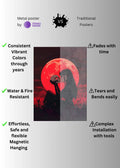 Girl Kissing Skull under Red Moon Metal Poster Metal Posters | Premium, Waterproof & Magnet-Mounted Art