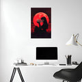 Girl Kissing Skull under Red Moon Metal Poster Metal Posters | Premium, Waterproof & Magnet-Mounted Art