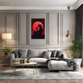 Girl Kissing Skull under Red Moon Metal Poster Metal Posters | Premium, Waterproof & Magnet-Mounted Art