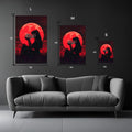 Girl Kissing Skull under Red Moon Metal Poster Metal Posters | Premium, Waterproof & Magnet-Mounted Art
