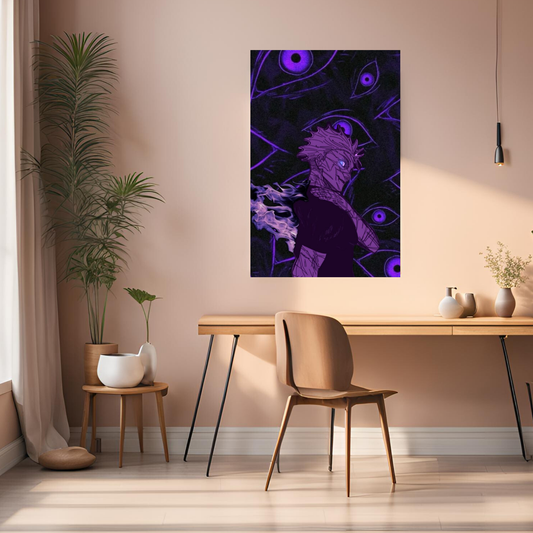 Gojo Satoru Six Eyes Metal Wall Posters | Premium, Waterproof & Magnet-Mounted Art