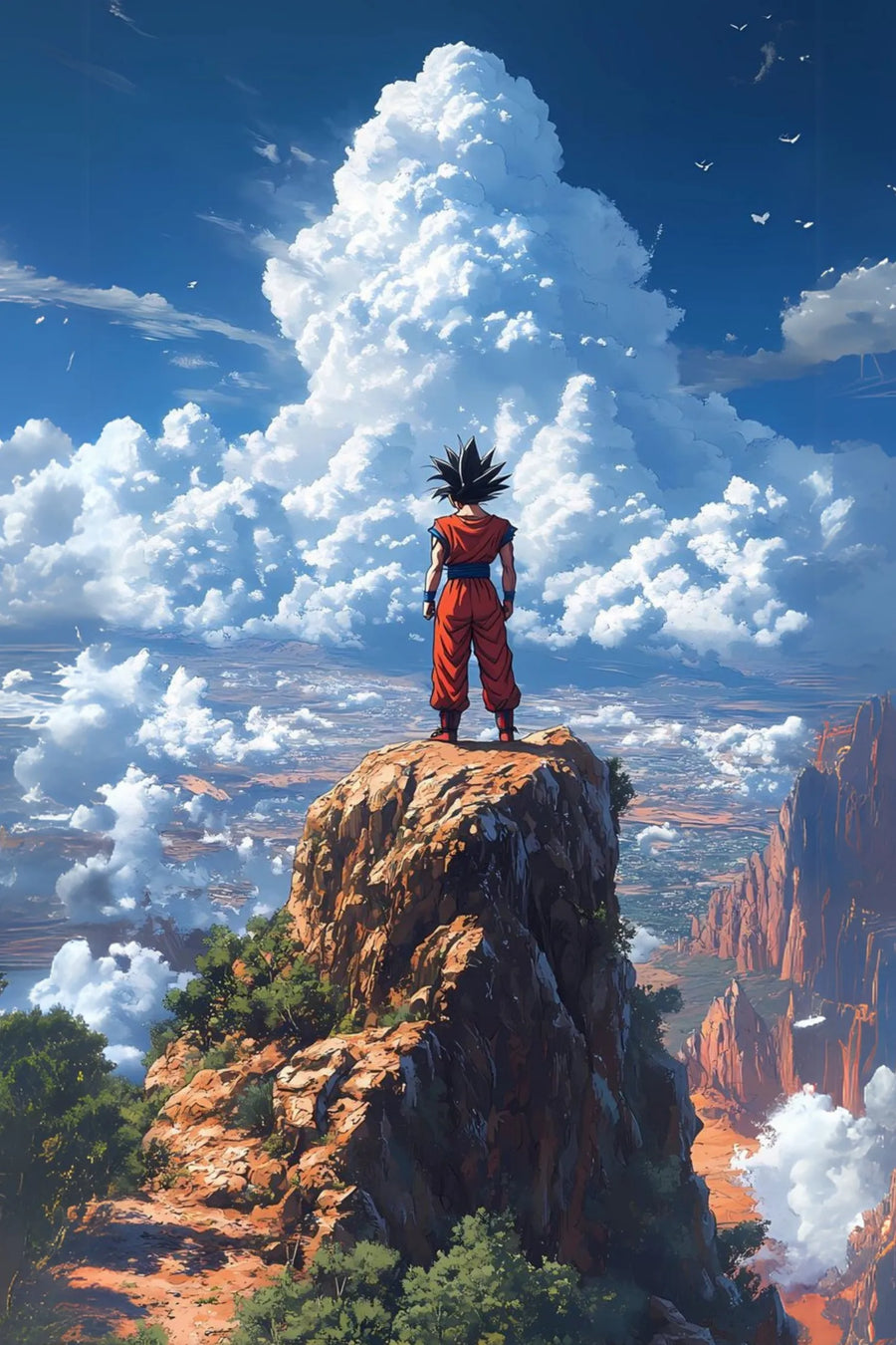 Goku on top of mountain Metal posters | Premium, Waterproof & Magnet-Mounted Art
