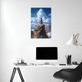 Goku on top of mountain Metal posters | Premium, Waterproof & Magnet-Mounted Art
