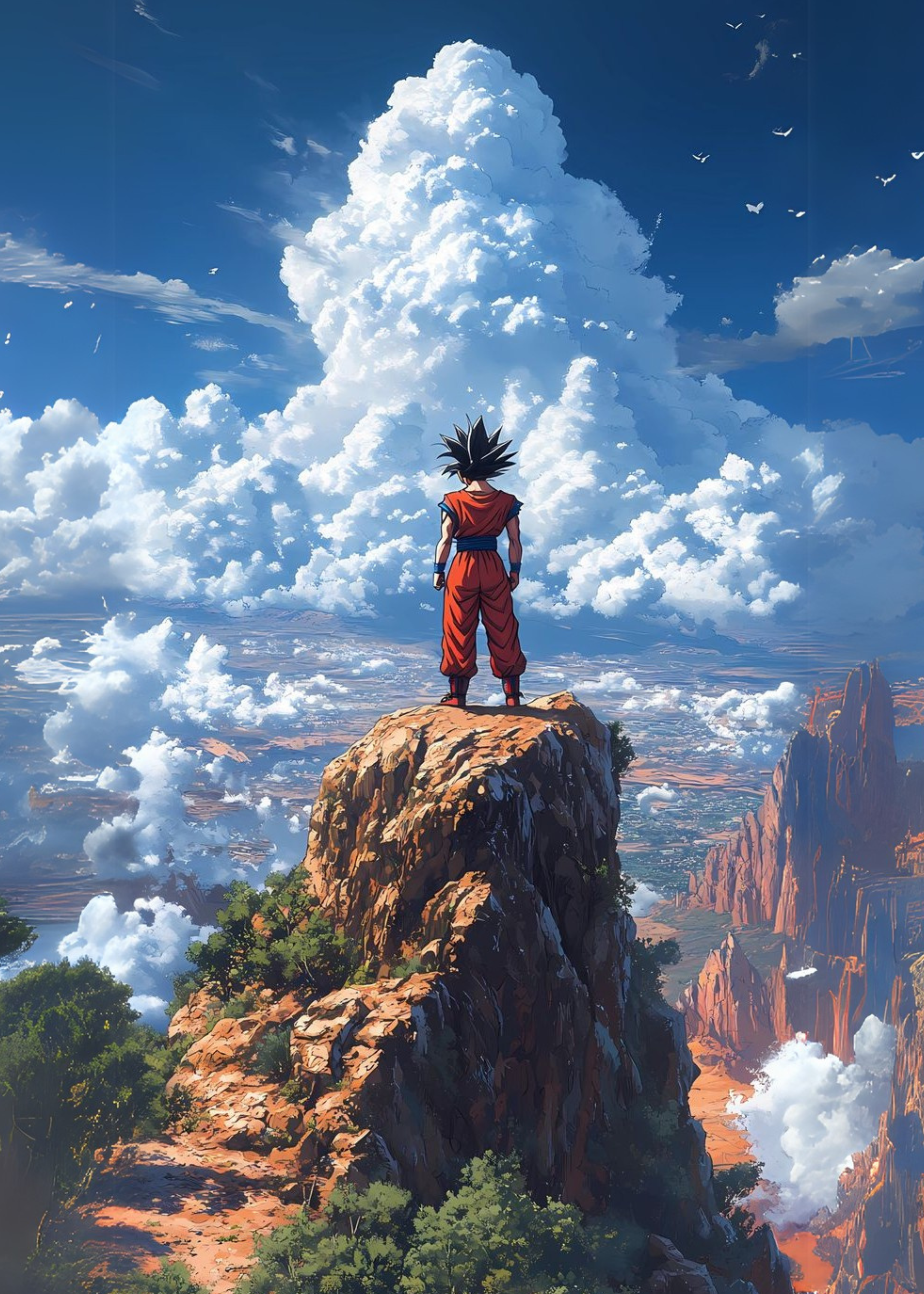 Goku on top of mountain Metal posters | Premium, Waterproof & Magnet-Mounted Art