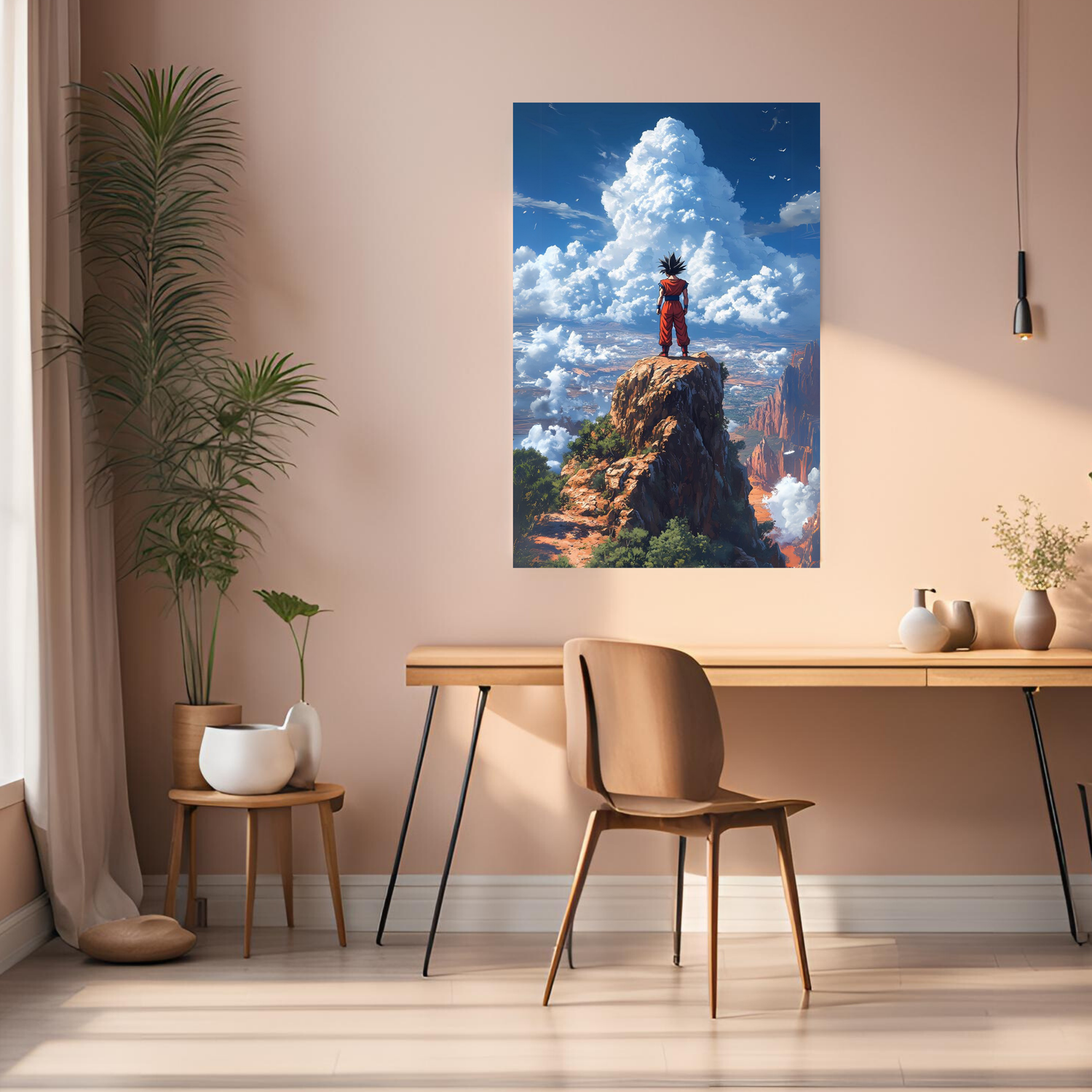 Goku on top of mountain Metal posters | Premium, Waterproof & Magnet-Mounted Art