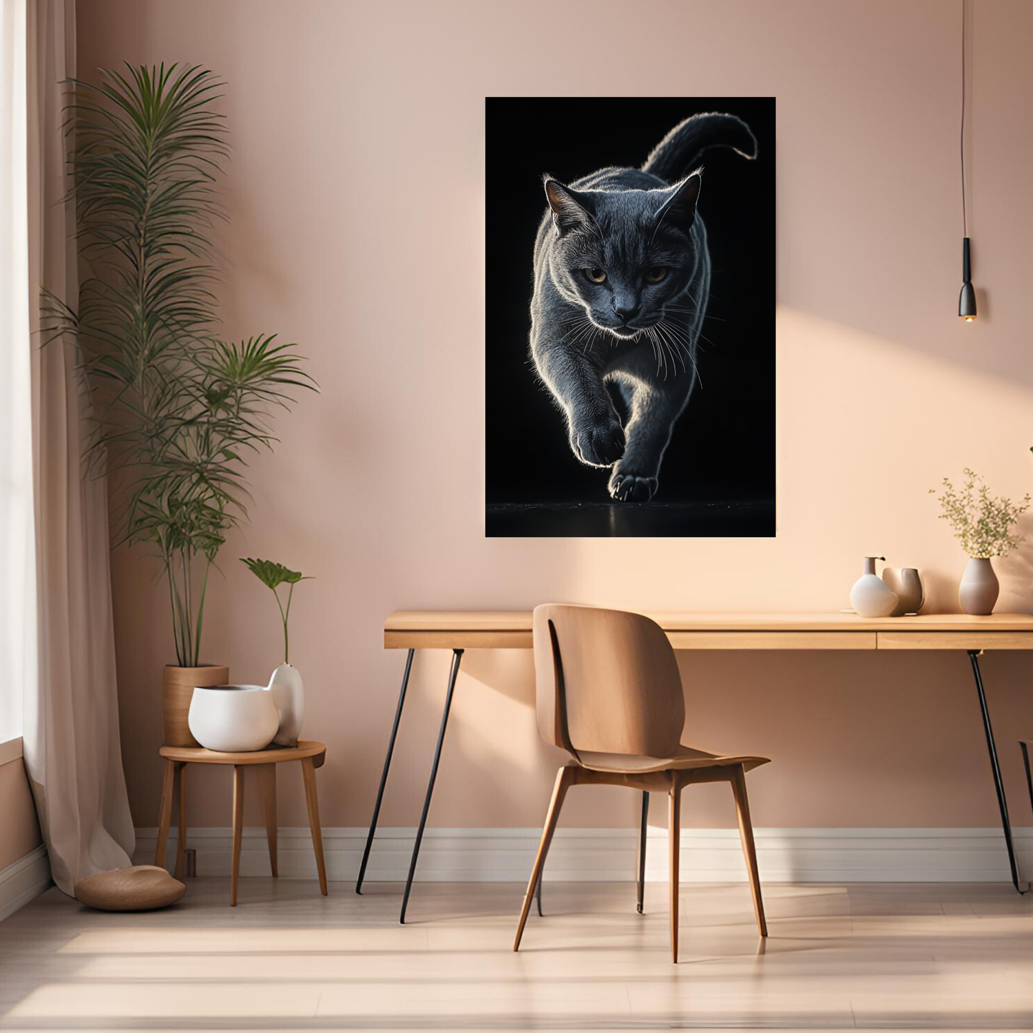 Grey Cat Metal Wall Posters | Premium, Waterproof & Magnet-Mounted Art