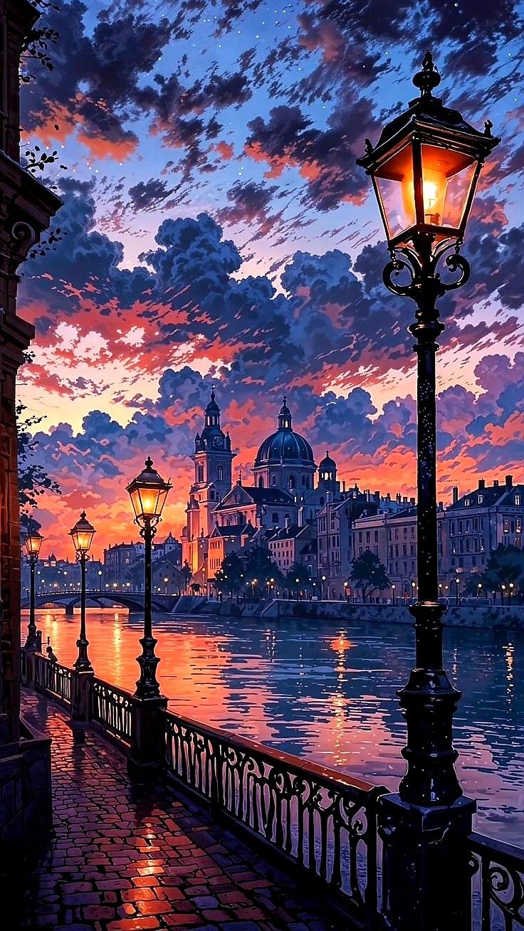 High Quality City in the Sunset  Metal Posters | Premium, Waterproof & Magnet-Mounted Art