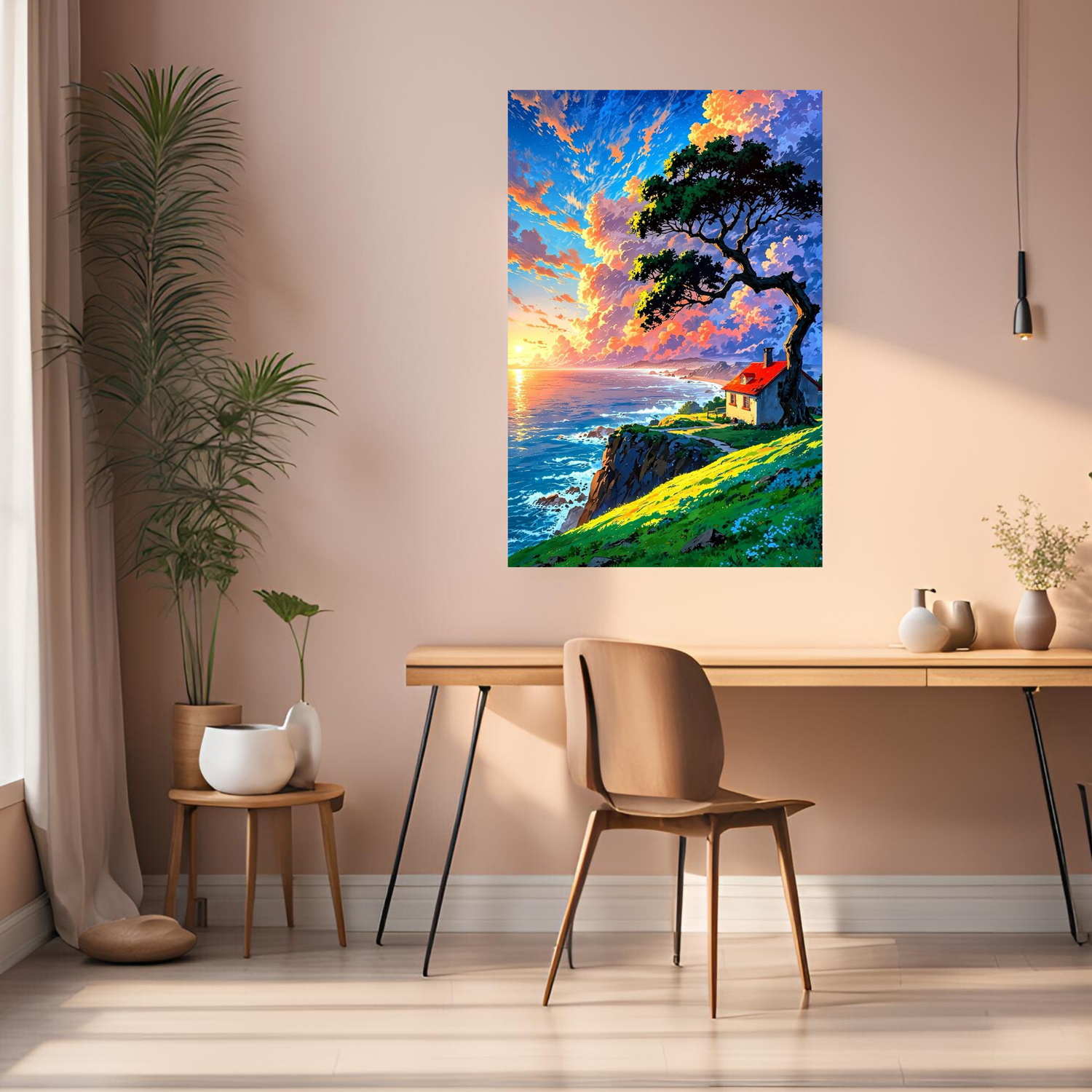 High Quality House by the Sea artwork Metal Posters | Premium, Waterproof & Magnet-Mounted Art