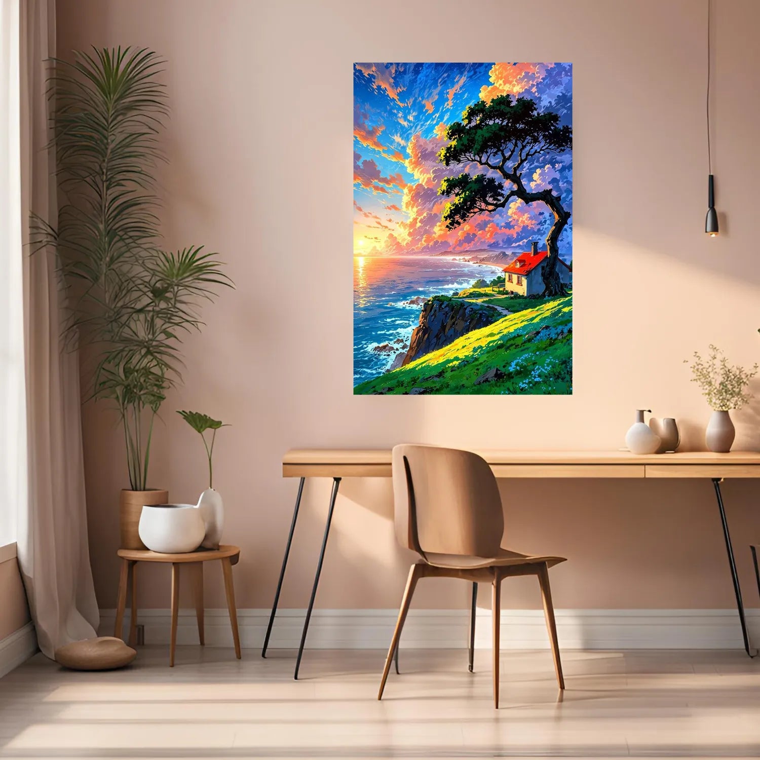 High Quality House by the Sea artwork Metal Posters | Premium, Waterproof & Magnet-Mounted Art