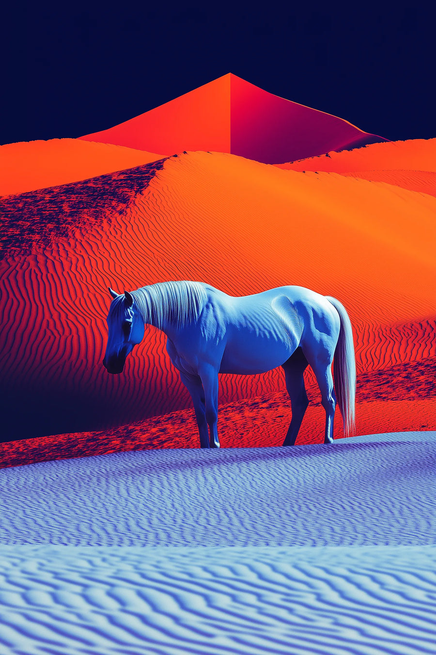 Horse in desert Modern Artistic Metal Wall Posters | Premium, Waterproof & Magnet-Mounted Art