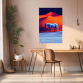 Horse in desert Modern Artistic Metal Wall Posters | Premium, Waterproof & Magnet-Mounted Art