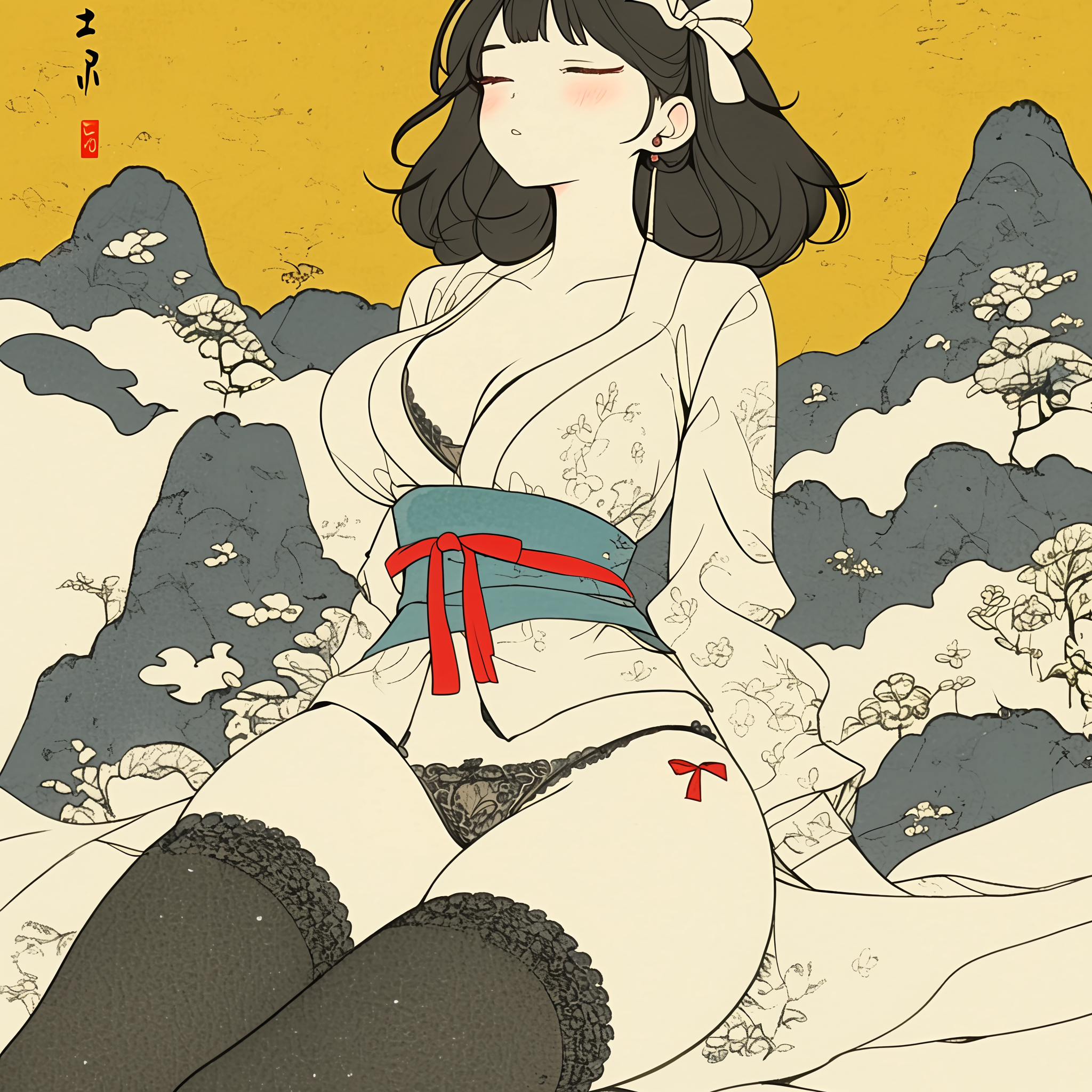 Hot Japanese Girl Artwork Metal Wall Posters | Premium, Waterproof & Magnet-Mounted Art