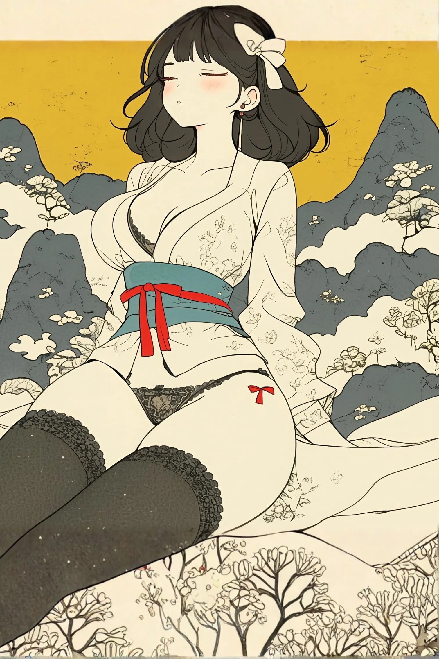 Hot Japanese Girl Artwork Metal Wall Posters | Premium, Waterproof & Magnet-Mounted Art