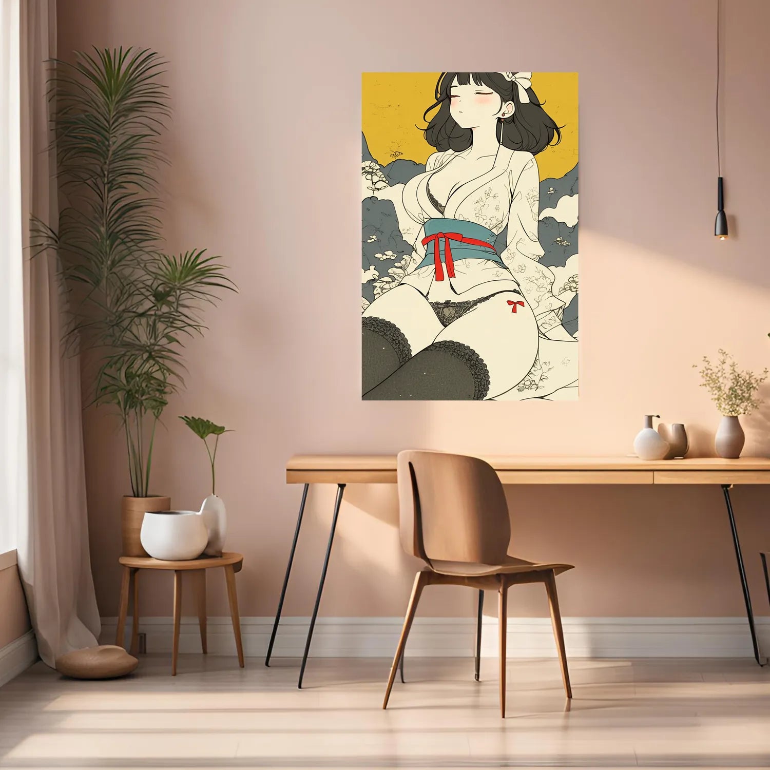 Hot Japanese Girl Artwork Metal Wall Posters | Premium, Waterproof & Magnet-Mounted Art