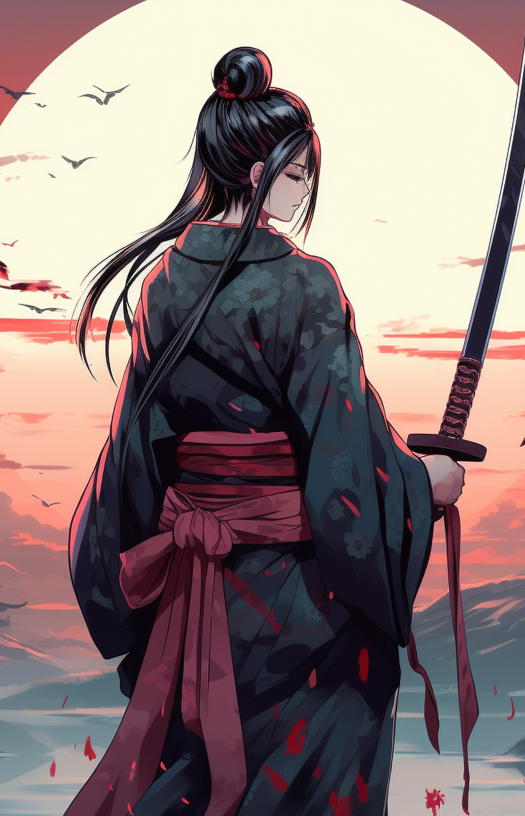 Japanese Girl Warrior Metal Wall Posters | Premium, Waterproof & Magnet-Mounted Art