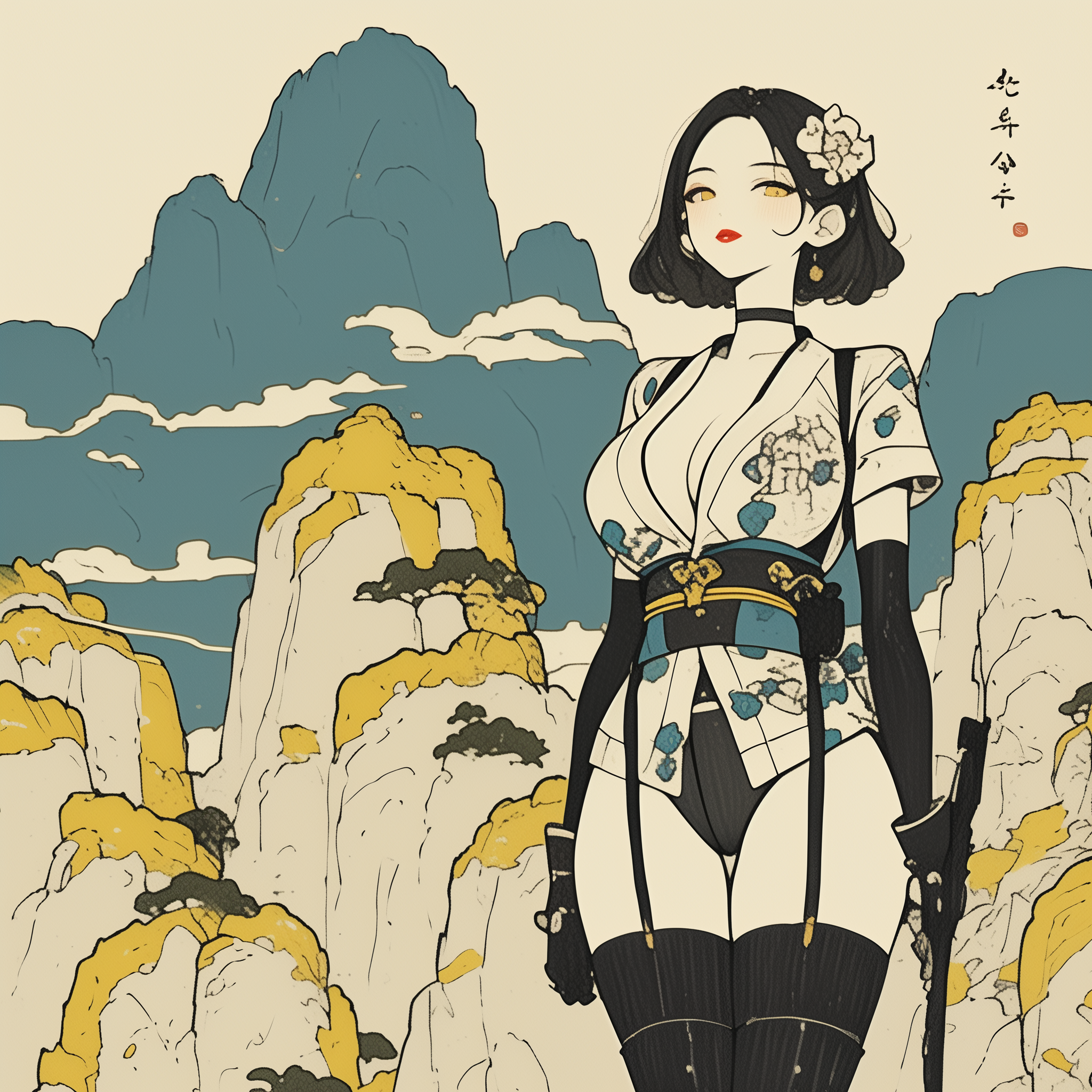Japanese Hot Girl Illustration Metal Wall Posters | Premium, Waterproof & Magnet-Mounted Art