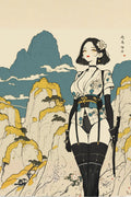 Japanese Hot Girl Illustration Metal Wall Posters | Premium, Waterproof & Magnet-Mounted Art