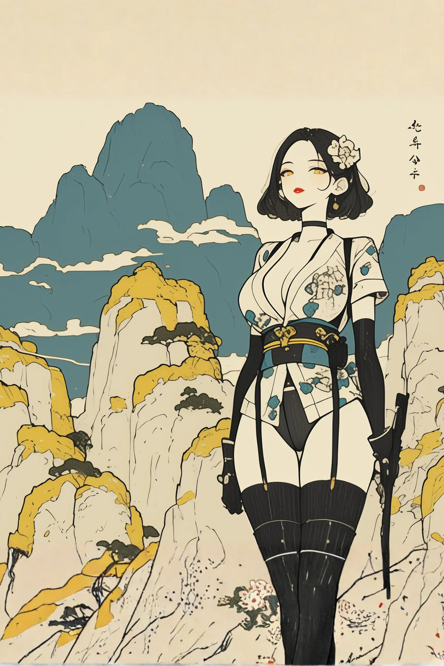 Japanese Hot Girl Illustration Metal Wall Posters | Premium, Waterproof & Magnet-Mounted Art