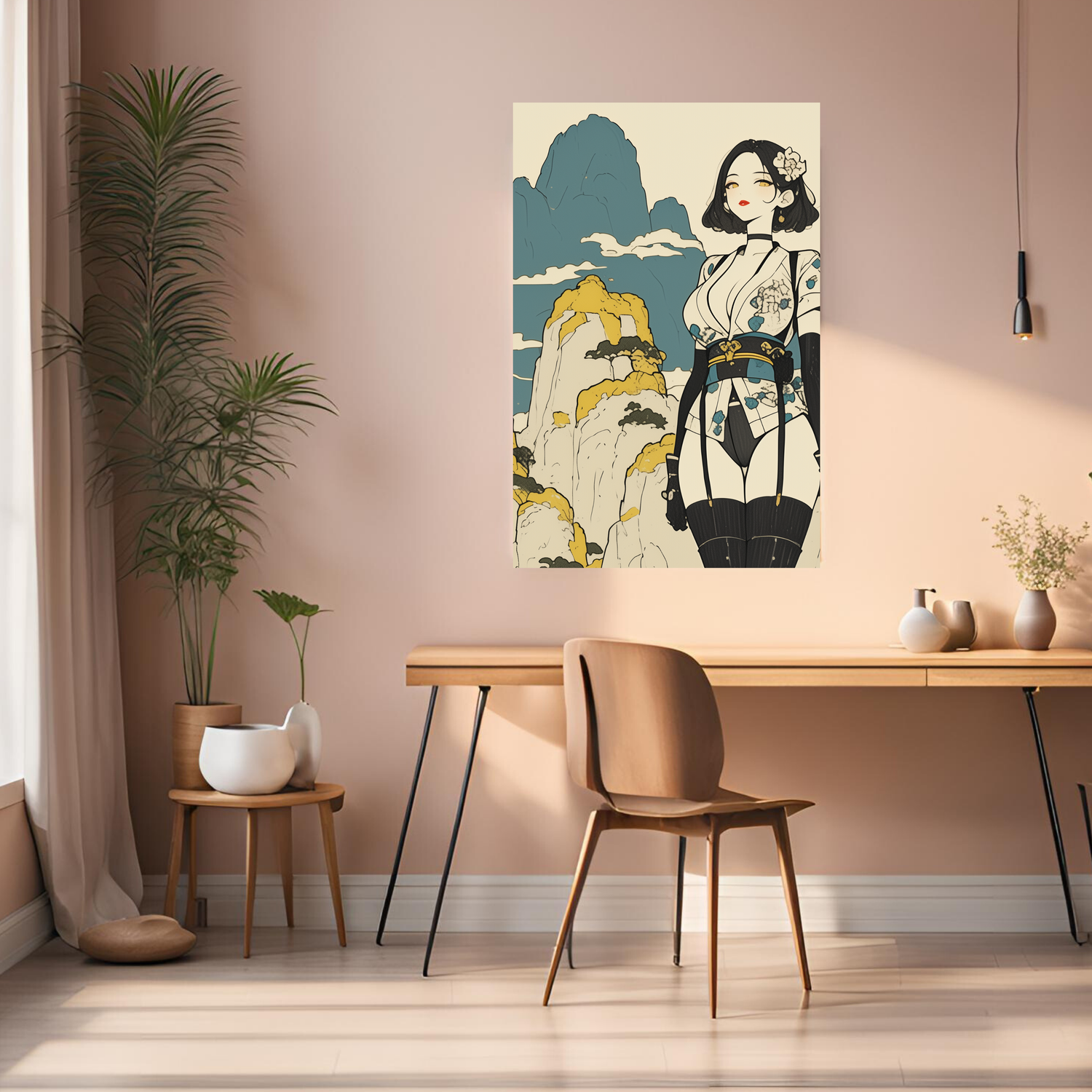 Japanese Hot Girl Illustration Metal Wall Posters | Premium, Waterproof & Magnet-Mounted Art