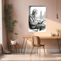Japanese man reading Ilustration Metal Wall Posters | Premium, Waterproof & Magnet-Mounted Art
