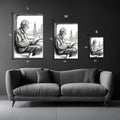 Japanese man reading Ilustration Metal Wall Posters | Premium, Waterproof & Magnet-Mounted Art