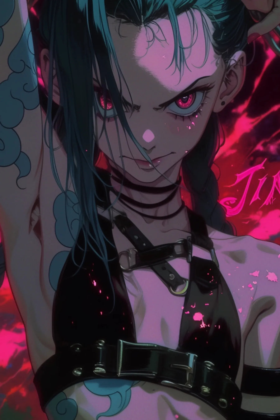 Jinx Closeup Shot Metal Wall Posters | Premium, Waterproof & Magnet-Mounted Art