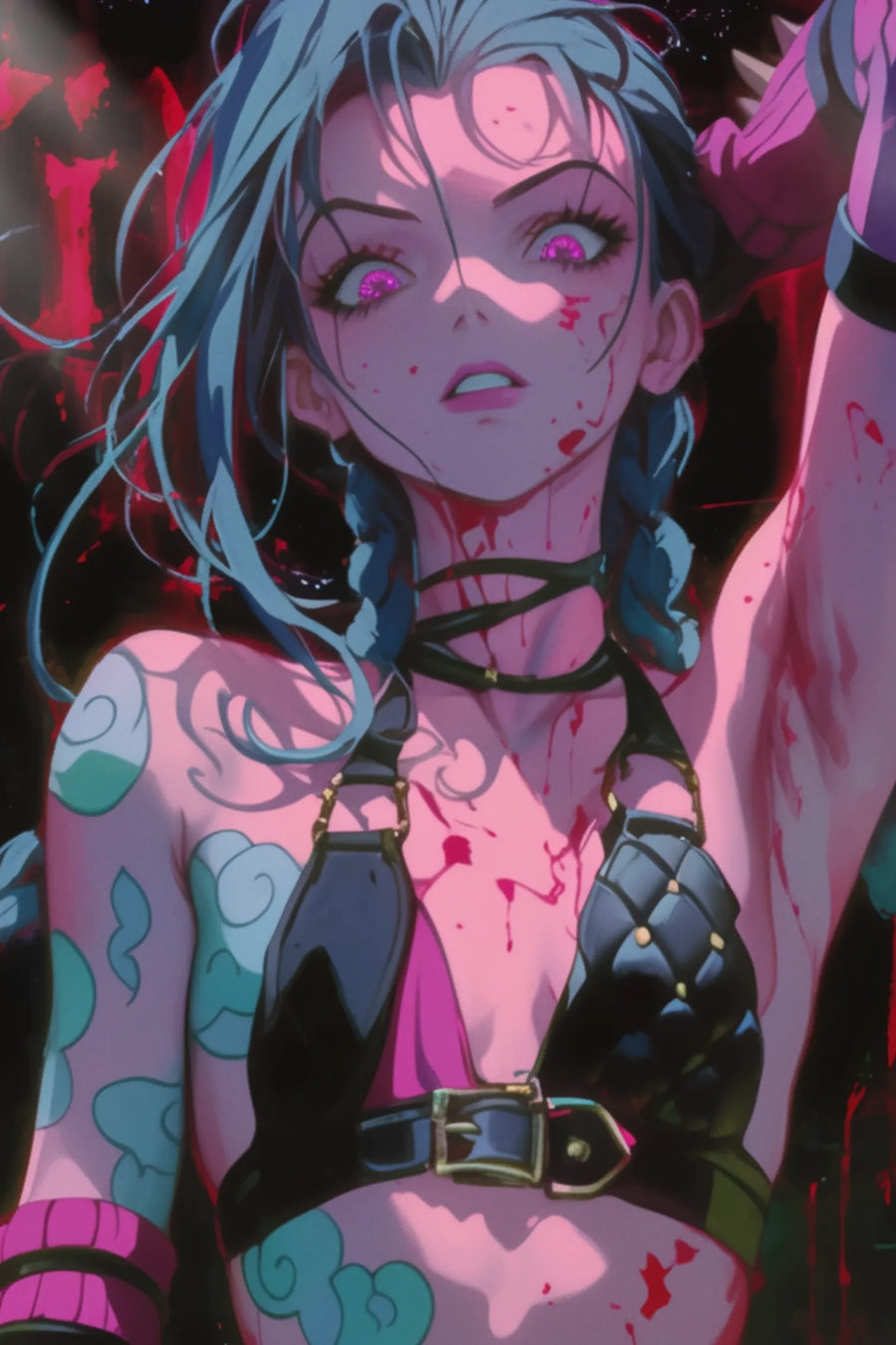 Jinx in Retro anime style  Metal Wall Posters | Premium, Waterproof & Magnet-Mounted Art