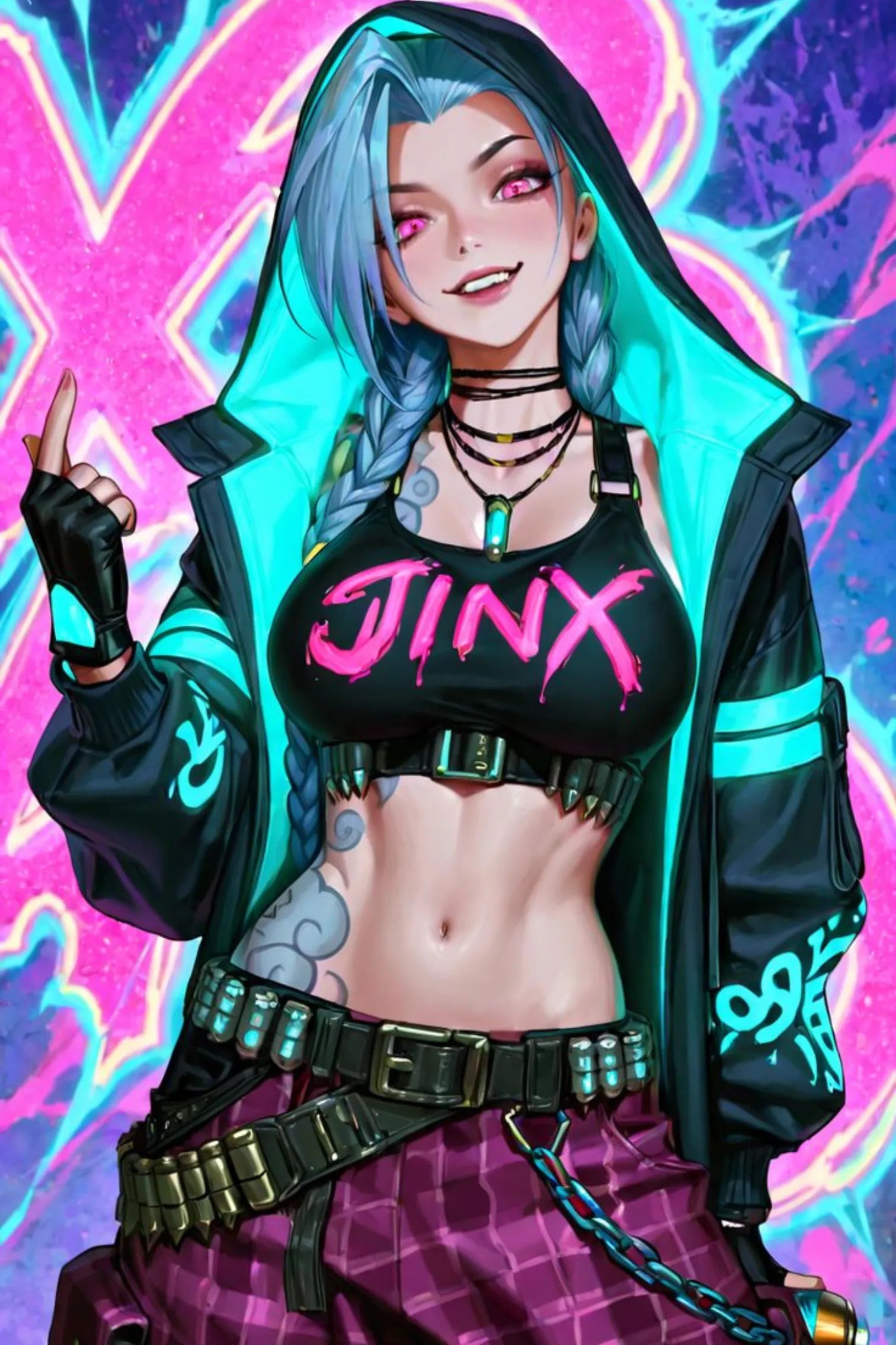 Jinx in modern casual Look Metal posters | Premium, Waterproof & Magnet-Mounted Art