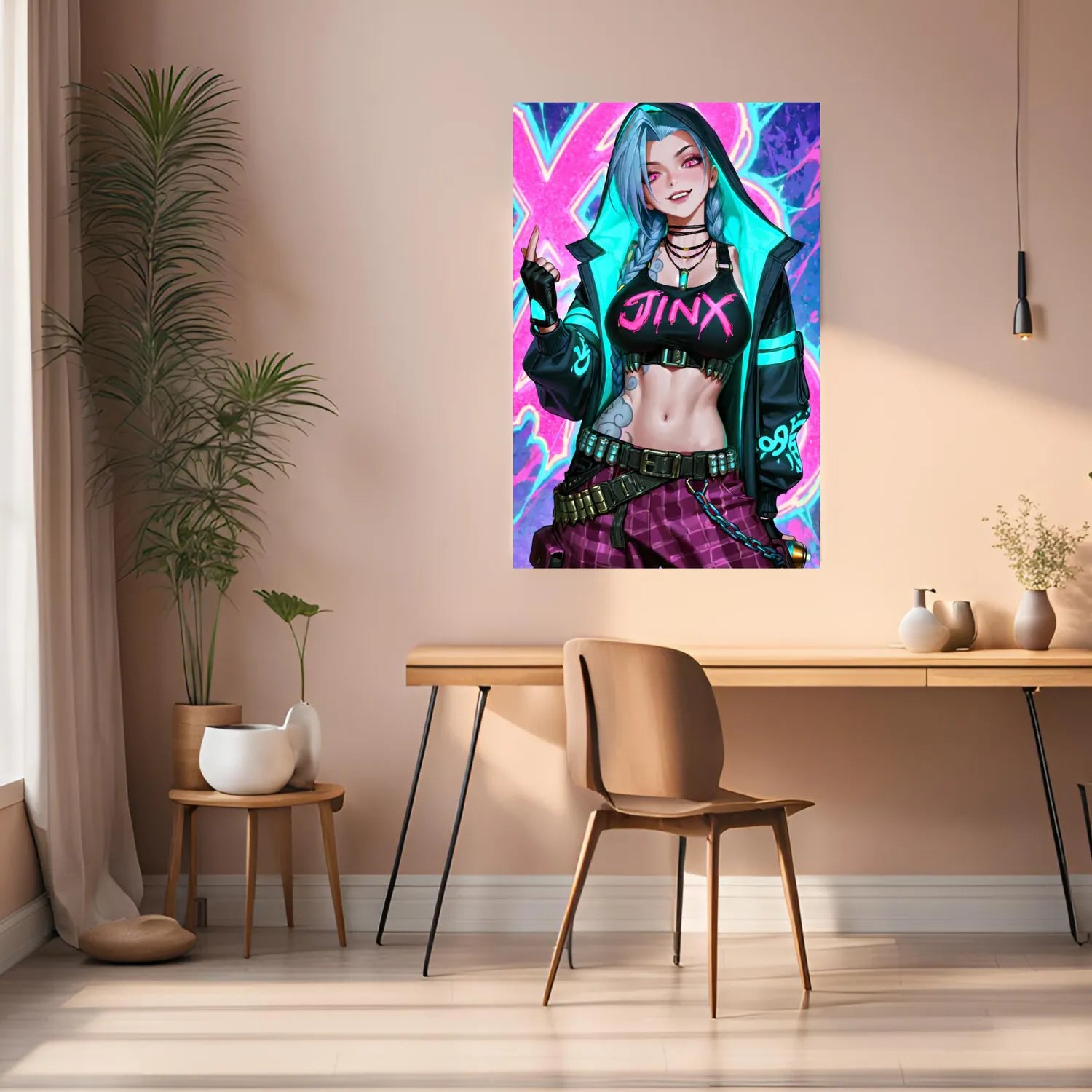 Jinx in modern casual Look Metal posters | Premium, Waterproof & Magnet-Mounted Art