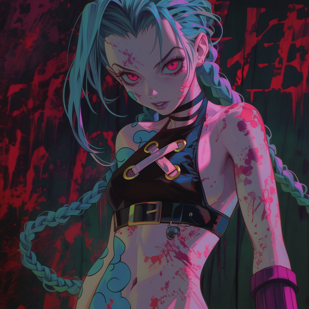 Jinx in Modern Anime Style Metal Wall Posters | Premium, Waterproof & Magnet-Mounted Art