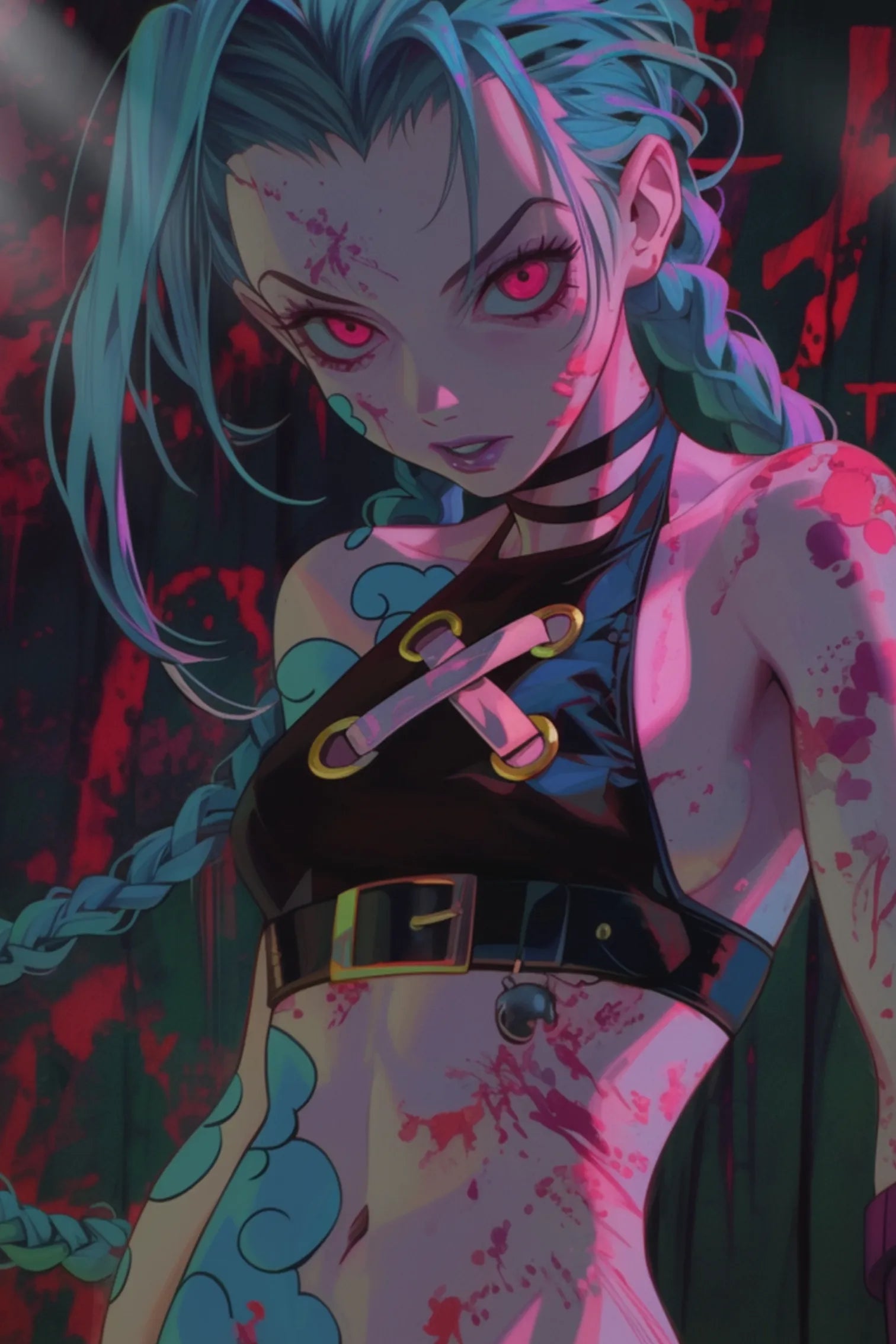 Jinx in Modern Anime Style Metal Wall Posters | Premium, Waterproof & Magnet-Mounted Art