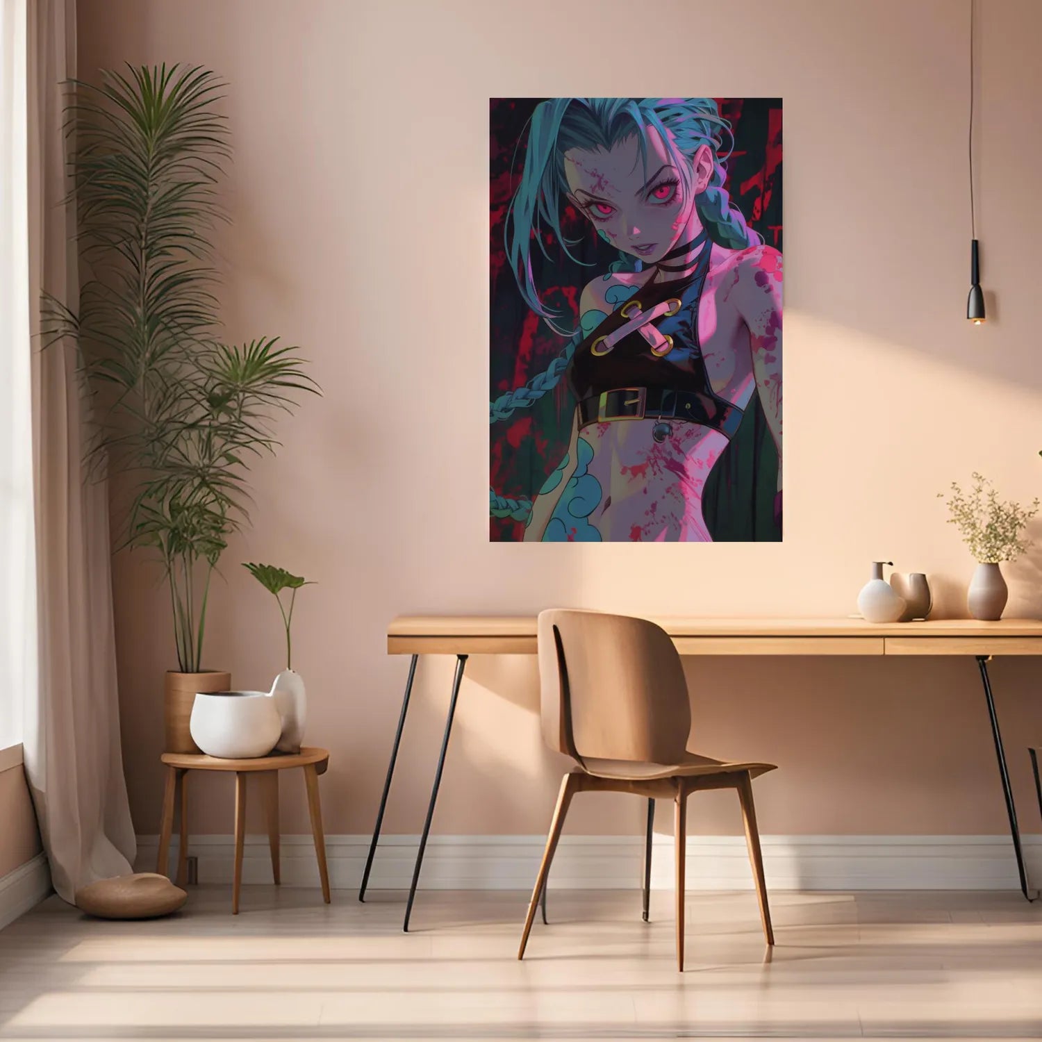 Jinx in Modern Anime Style Metal Wall Posters | Premium, Waterproof & Magnet-Mounted Art