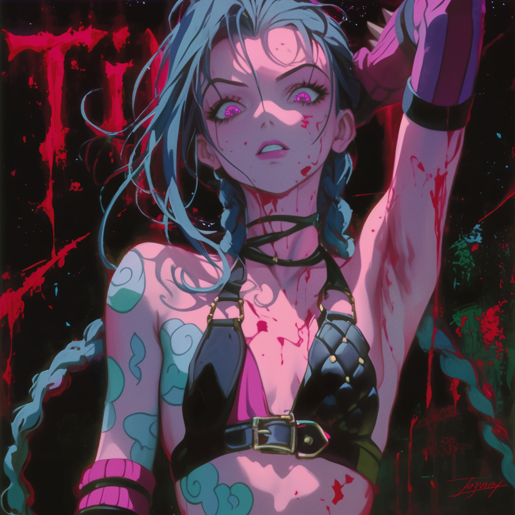 Jinx in Retro anime style  Metal Wall Posters | Premium, Waterproof & Magnet-Mounted Art