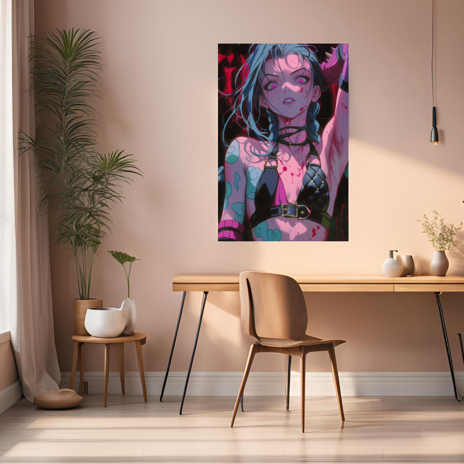Jinx in Retro anime style  Metal Wall Posters | Premium, Waterproof & Magnet-Mounted Art