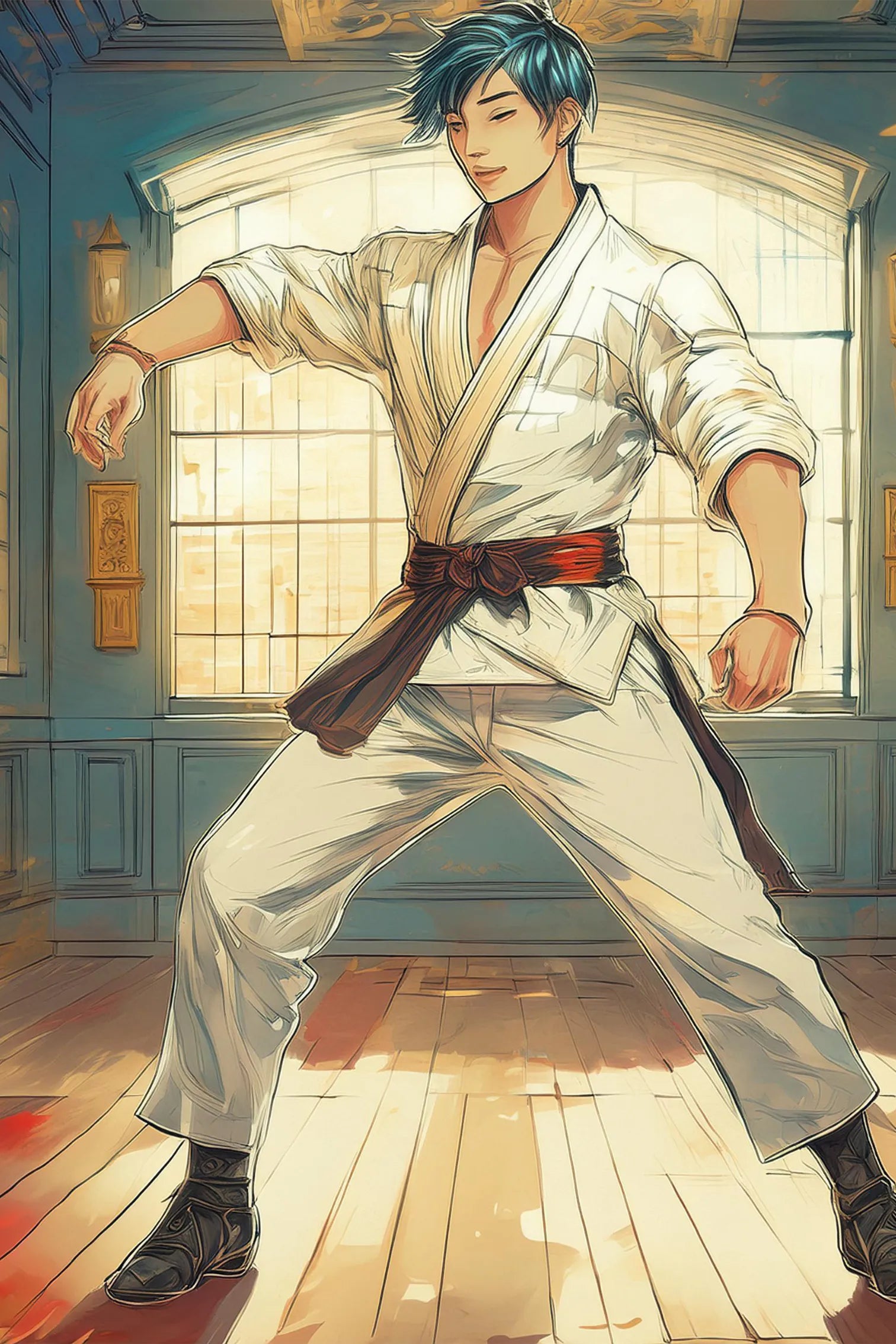 Karate Student Illustration Metal Wall Posters | Premium, Waterproof & Magnet-Mounted Art