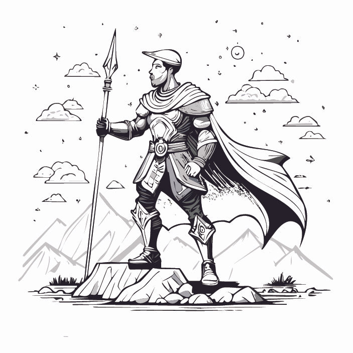 Knight in Black and White Illustration Metal Wall Posters | Premium, Waterproof & Magnet-Mounted Art