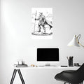 Knight in Black and White Illustration Metal Wall Posters | Premium, Waterproof & Magnet-Mounted Art