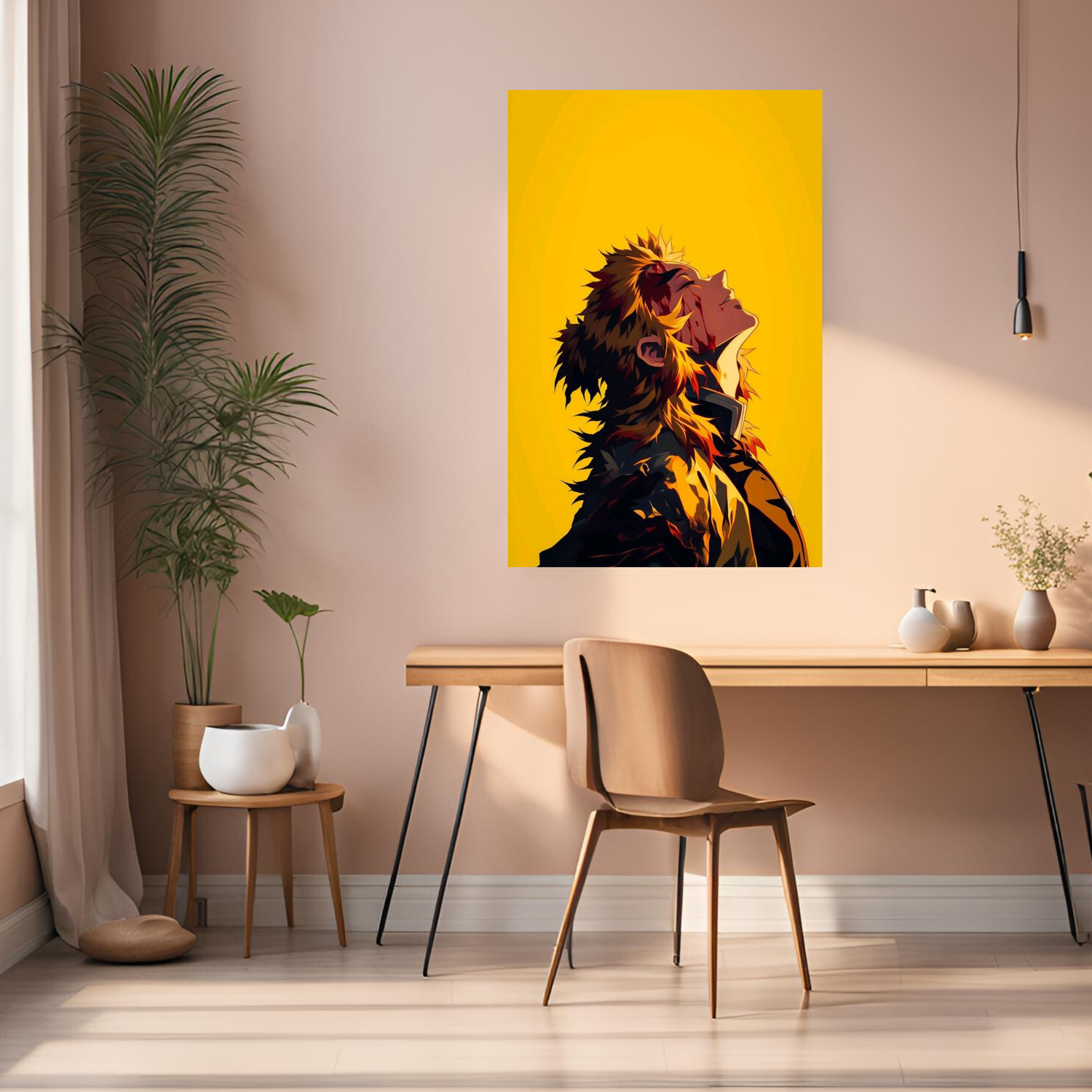 Kyōjurō Rengoku in Yellow Digital Metal Posters | Premium, Waterproof & Magnet-Mounted Art