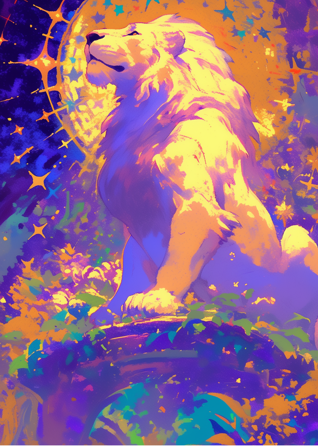Lion Illustration Metal Wall Posters | Premium, Waterproof & Magnet-Mounted Art