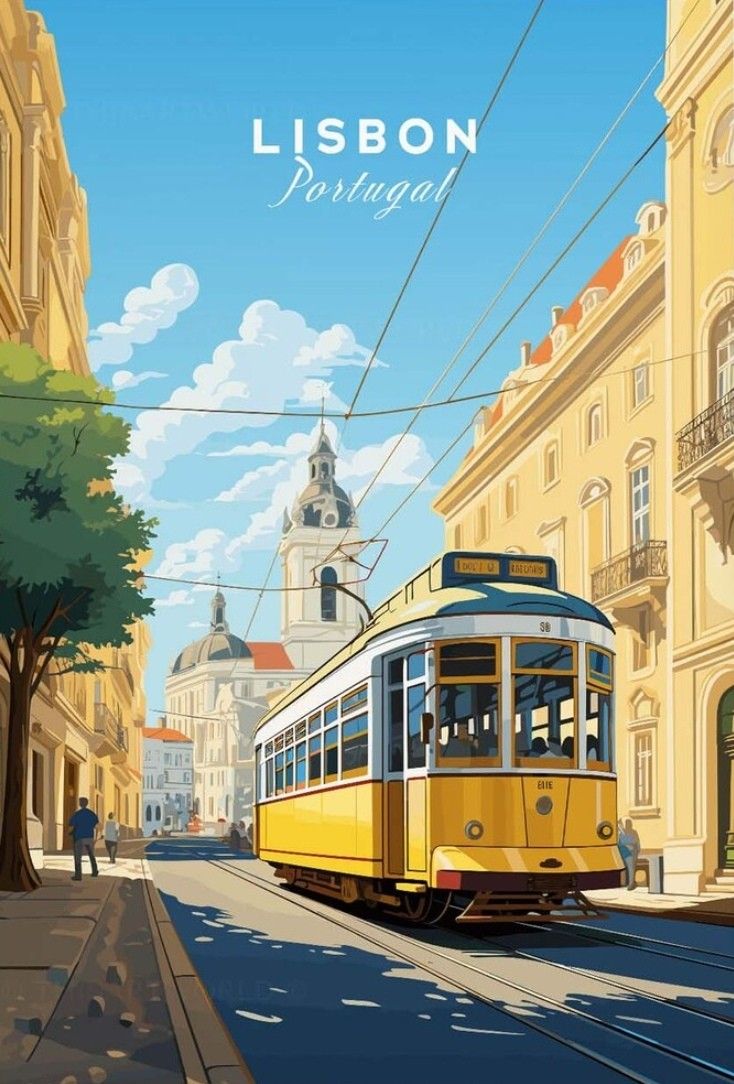 Lisbon Portugal Art Metal Posters | Premium, Waterproof & Magnet-Mounted Art