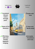 Lisbon Portugal Art Metal Posters | Premium, Waterproof & Magnet-Mounted Art