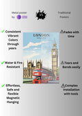 London United Kingdom Art Metal Posters | Premium, Waterproof & Magnet-Mounted Art