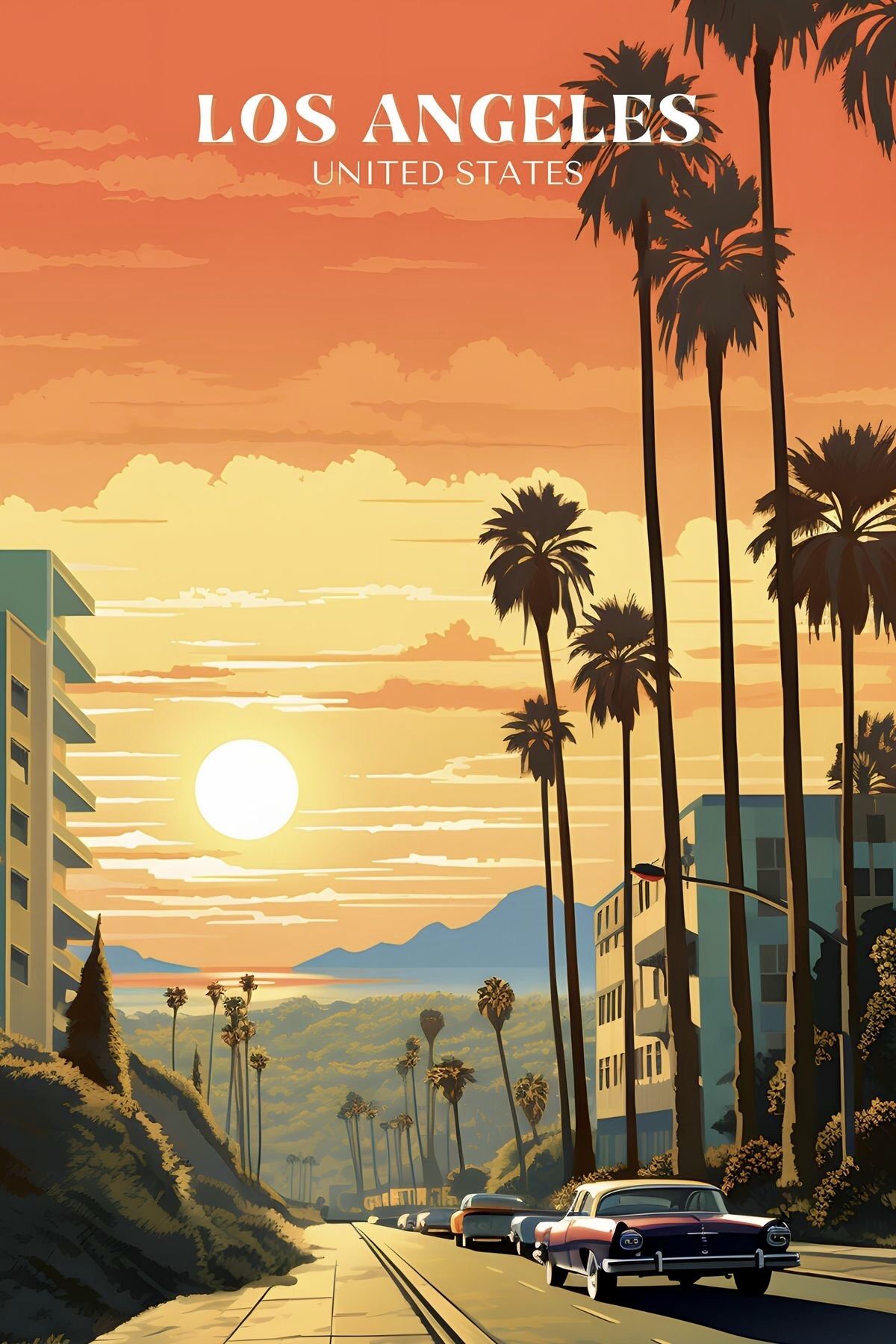 Los Angeles USA Art Metal Posters | Premium, Waterproof & Magnet-Mounted Art