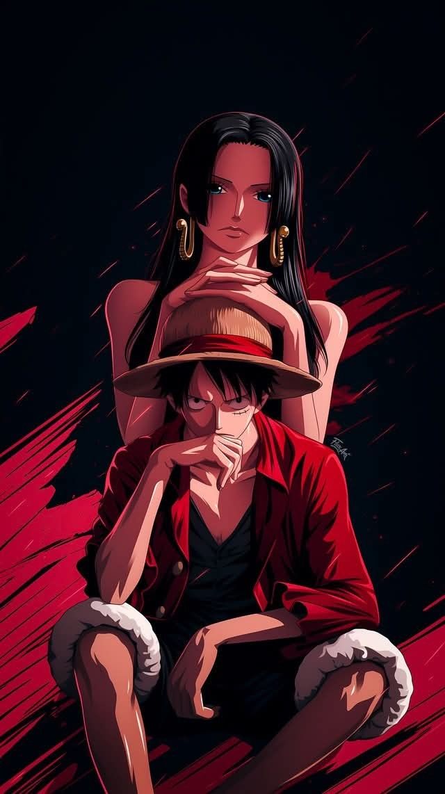 Luffy and Boa One Piece Metal Poster| Premium, Waterproof & Magnet-Mounted Art