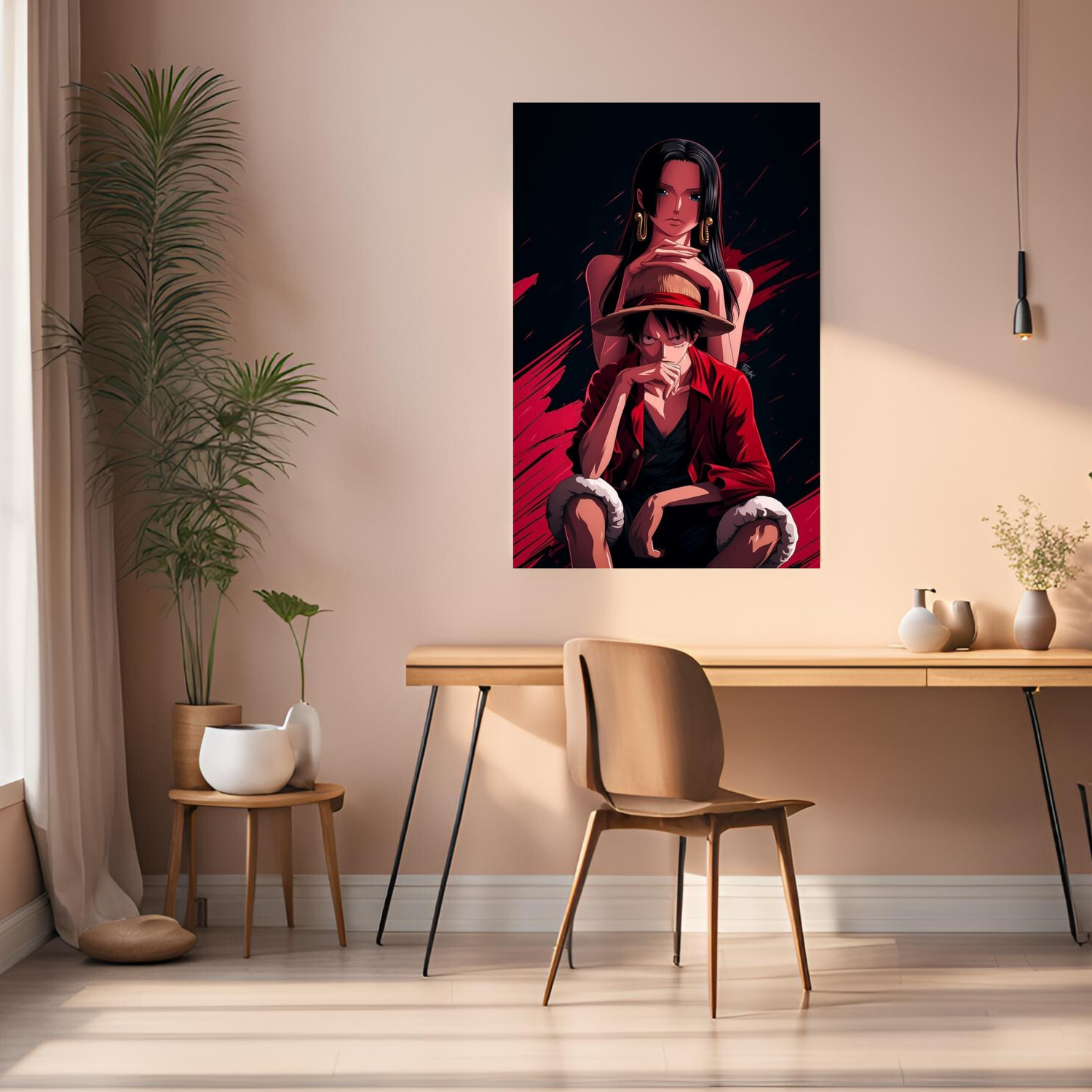 Luffy and Boa One Piece Metal Poster| Premium, Waterproof & Magnet-Mounted Art