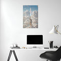 Magical white Knight on the clouds Metal Posters | Premium, Waterproof & Magnet-Mounted Art