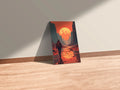 Man walking between Mountains on Alien Planet Metal Wall Posters | Premium, Waterproof & Magnet-Mounted Art