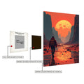 Man walking between Mountains on Alien Planet Metal Wall Posters | Premium, Waterproof & Magnet-Mounted Art