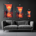 Man walking between Mountains on Alien Planet Metal Wall Posters | Premium, Waterproof & Magnet-Mounted Art